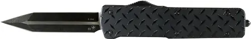 Diamondplate 2.75" D2 Black Dagger Templar Small OTF Aluminum Knife