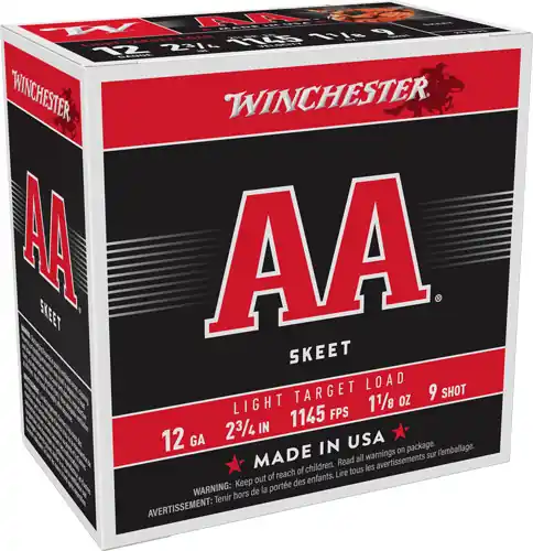 Winchester AA 12GA 2.75" 1-1/8oz #9 1145FPS 250 Rounds Case