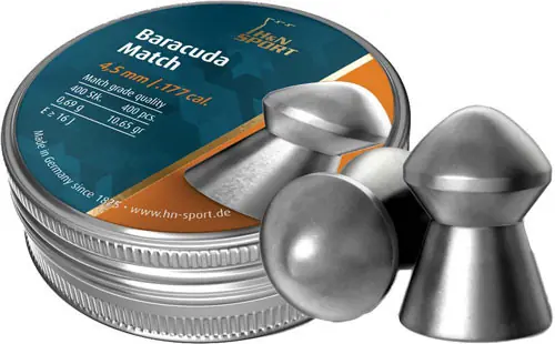 H&N Baracuda Match .177 Caliber 10.65 Grain Pellets - 400 Pack, 4.5mm Head Size