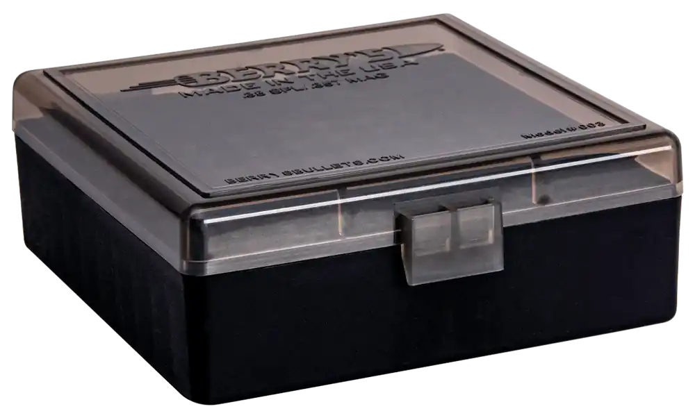 Berry's 75321 Ammo Box for 38 Special/357 Magnum - Smoke/Black, 100 Rounds