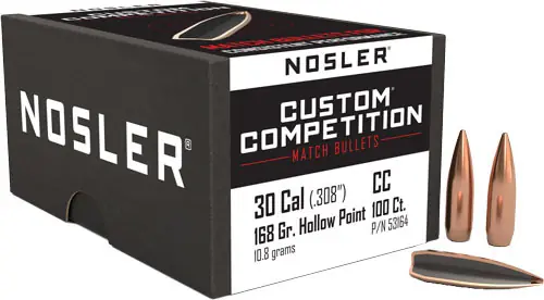 Nosler 168GR HP-BT Custom Competition Bullets .308 100ct