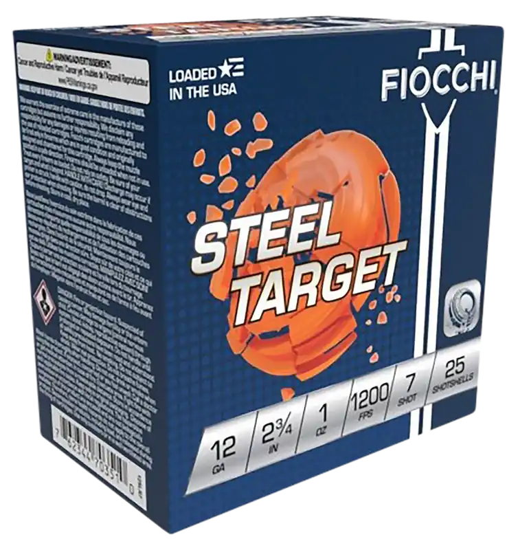 Fiocchi 12 Gauge Steel Target Ammo - 1oz 7 Shot, 25 Rounds per Box