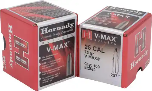 Hornady 25 Cal .257 75GR V-MAX Bullets - 100 Count, 40 Boxes/Case