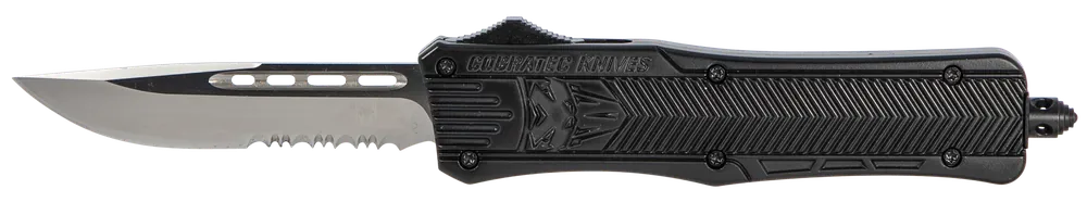 CobraTec CTK-1 Medium OTF Knife with D2 Steel Blade and Black Aluminum Handle