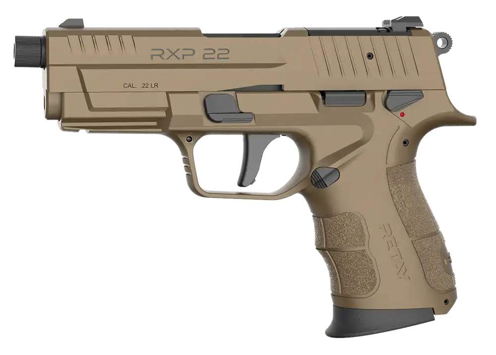 Retay USA RXP 22 LR Pistol with Threaded Barrel and Optic Ready Slide in Flat Dark Earth Cerakote