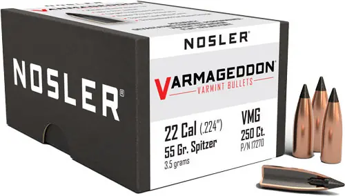 Nosler 22 Cal .224 55GR Varmageddon Tipped Bullets - 250 Count