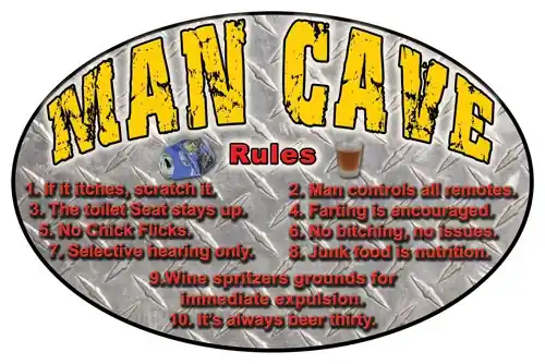 Rivers Edge Mancave Rules Sign - 12x17