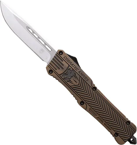 CobraTec Medium CTK-1 OTF Knife with Certakote Bronze 3" Drop Point Blade