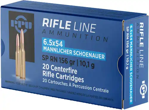 6.5x54 Mannlicher Schoenauer 156gr JSP-RN Ammo - 20 Rounds per Box