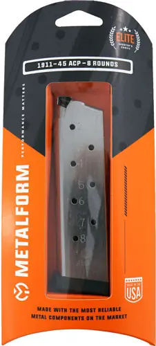 1911 Government 45ACP 8-Round Stainless Steel Magazine with Removable Base by Metalform