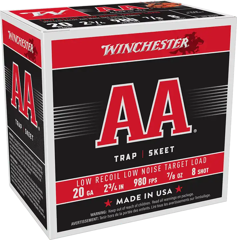 Winchester AA Low Recoil 20 Gauge 7/8oz 8 Shot Ammo - 25 Rounds Per Box