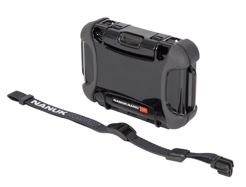 Nanuk 310 Black Polycarbonate Case with PowerClaw Latches and Carry Strap