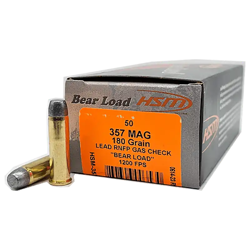 HSM 357 Mag 180 gr Bear Load LRNFP Ammo - 50 Rounds/Box
