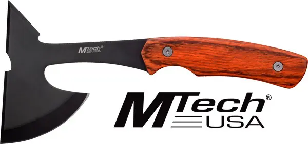 MTech 9" Tomahawk with 3" Black Blade and Pakkawood Handle, Includes Sheath
