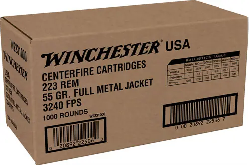 Winchester USA 223 Rem 55gr FMJ 1000rd Case Lot