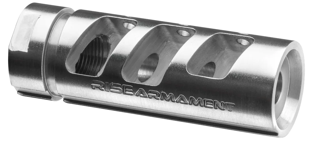 Rise Armament RA-701 Silver Stainless Steel Muzzle Device for 7.62x51mm NATO AR-Platform