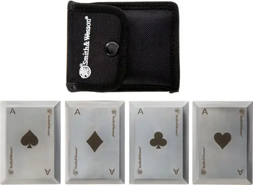 4-Pack Stainless Steel Laser Etched Bullseye Throwing Cards with Sheaths