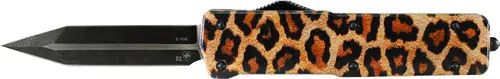 Leopard 2.75" Black Dagger Templar Knife - Compact OTF Aluminum
